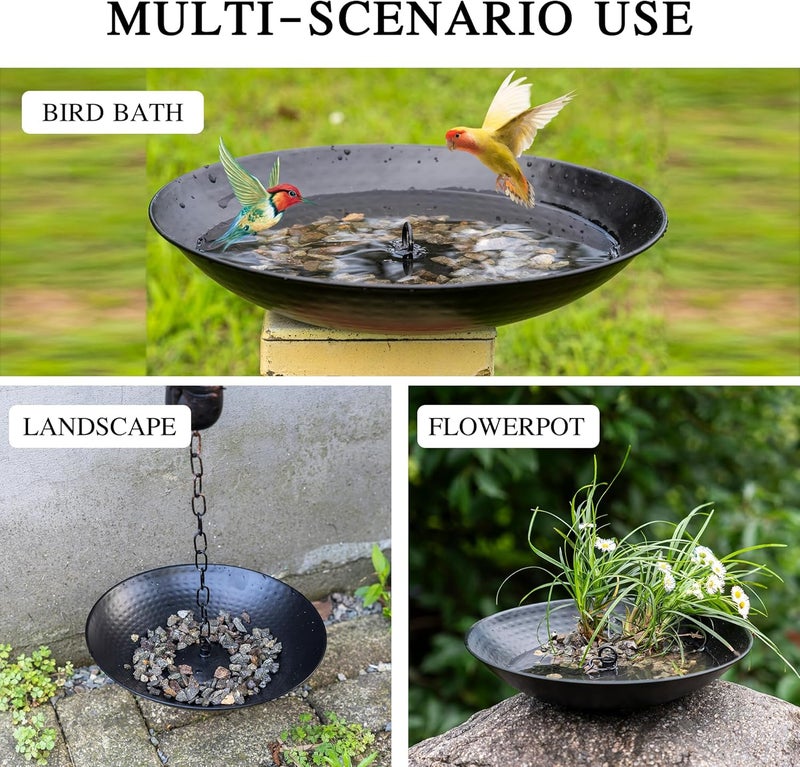 Voltogar 11-Inch Black Rain Chain Basin – Decorative Metal Bowl for Downspout Gutters, Outdoor Garden, Lawn & Patio Water Features – Heavy-Duty Anchoring Basin for Rain Chains - Image 3